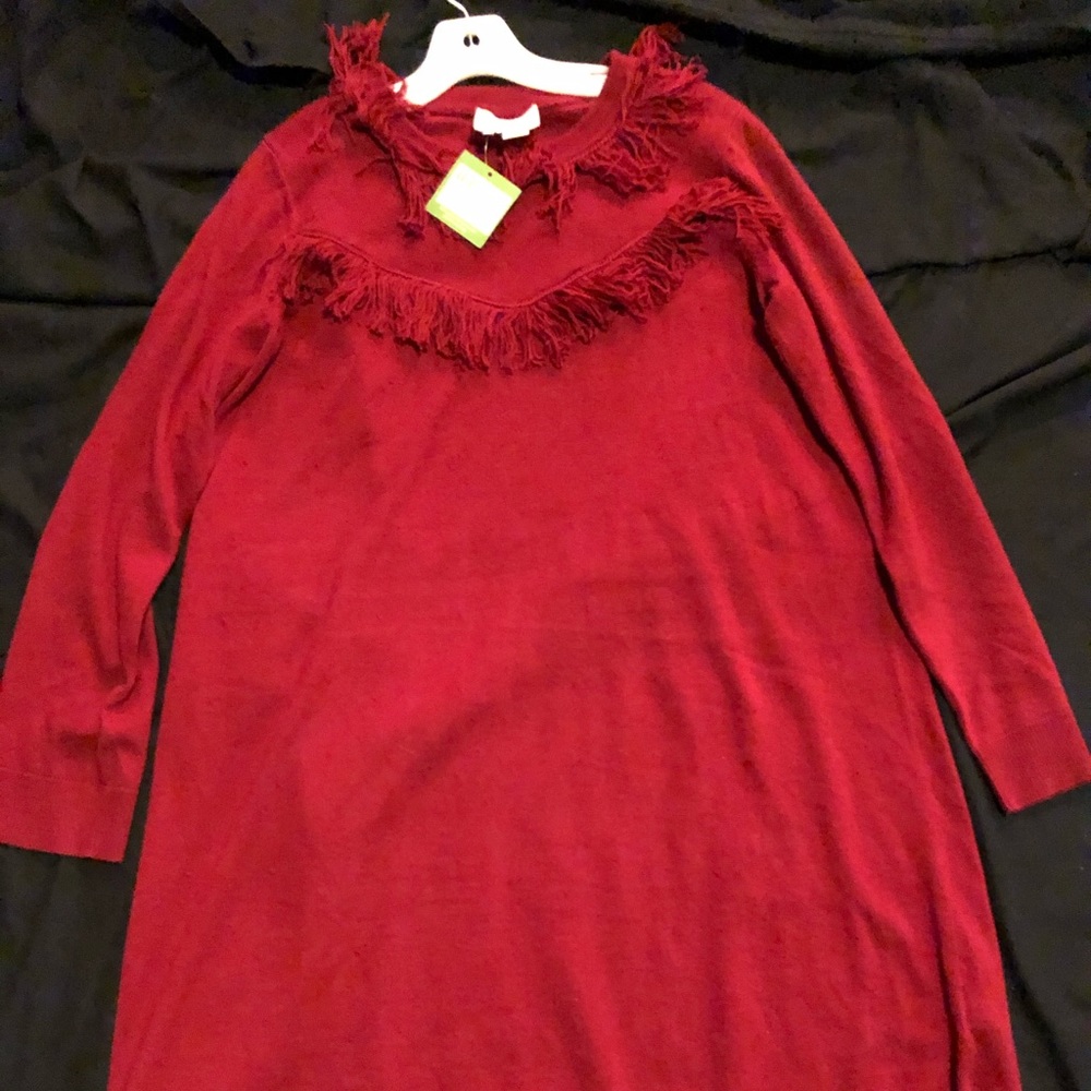 Kate Spade - Red Fringe Sweater Dress